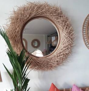 Bao Minh Bohemian Nest Birth <b>Round</b> <b>Wooden</b> Wall Decorative <b>Mirror</b> Inexpensive Art Deco Design Linda 4540 Made in Vietnam - Product Image 1