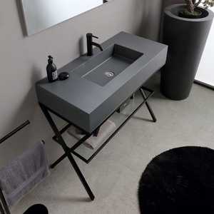 Free-Standing 100cm <b>Bathroom</b> <b>Cabinet</b> with Madeira Grey Sink and Mirror Modern <b>Bathroom</b> Sets - Product Image 3