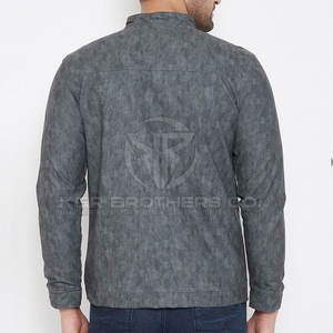 แจ็กเก็ตหนังแฟชั่นสำหรับผู้ชาย, เสื้อโค้ทหนังสวมใส่สบายน้ำหนักเบาเสื้อแจ็กเก็ตฤดูหนาวทรงสลิมฟิต - Product Image 4