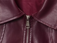 Damen 2026 Neue Amerikanische Retro Einfache Revers Burgunderrote Kunstleder Winterjacke mit Reißverschluss Dicke Street-Fashion-Jacke