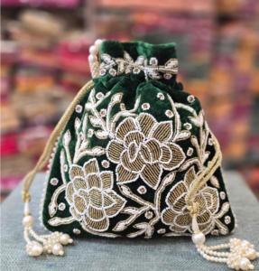 Hecho a mano hermosa flor India espejo trabajo bordado Mini moda Potli bolsa para mujeres para boda y regalo - Product Image 5