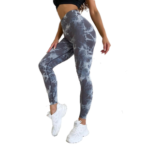 Fille chaude taille haute sans couture cravate teinture Leggings de gymnastique vêtements de sport vêtements de Yoga Fitness pantalons d'entraînement Leggings vêtements de course - Product Image 4