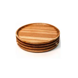 New Design round wooden plates for kids eco friendly acacia wood plates set for pizza and sandwiches plate supplier from India