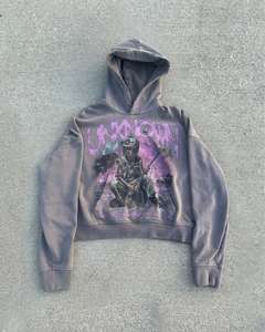 Sudadera con Capucha de Felpa Francesa 100% Algodón, Estilo Vintage, Lavado Ácido, Corte Holgado, con Bolsillo Delantero, Personalizada para Otoño - Product Image 1