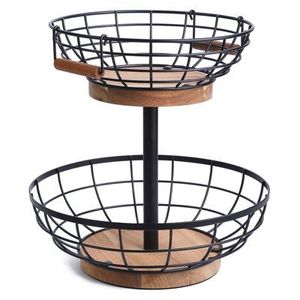 Plateau de service rond en bois rustique et métal pour la décoration du comptoir de cuisine de style campagnard avec une finition vintage élégante - Product Image 4