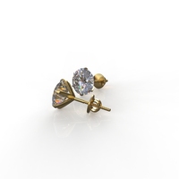 Женские серьги-пусеты Ishi Diamonds из желтого золота 18 карат с выращенными в лаборатории бриллиантами D-VVS чистотой, 4 карата каждый, огранка «Бриллиант», 2 штуки, BIS