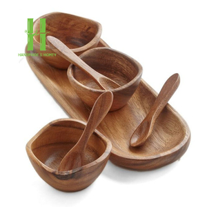 Ensemble de plateaux en bois bols de service au chocolat et aux biscuits vaisselle en gros bol assiette OEM couleurs tailles personnalisées du Vietnam faites à la main - Product Image 5