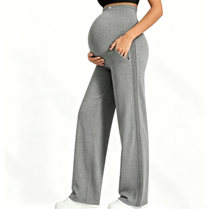 <span class=keywords><strong>Pantalon</strong></span> de maternité à jambes larges avec poches, <span class=keywords><strong>pantalon</strong></span> de yoga de <span class=keywords><strong>grossesse</strong></span> en coton taille haute, <span class=keywords><strong>pantalon</strong></span> de maternité décontracté extensible grande taille - Product Image 1