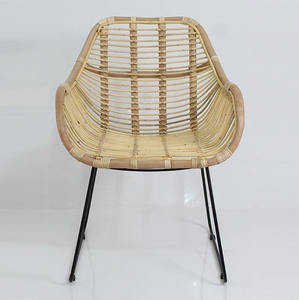 Sillón de Comedor Moderno de Teca con Estructura de Madera, Ecológico, Duradero, Retro, de Mimbre Natural para Cafetería, Restaurante, Sala de Estar, Parque - Product Image 2