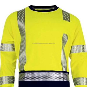 High Visibility Safety T <b>Shirt</b> With Reflective Strips Crew Neck Short Sleeve And Full Sleeve Workwear For Men Comfortable Fit - Product Image 5