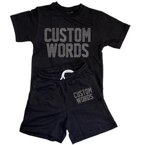 Ensemble T-shirt et short d'été graphique deux pièces personnalisé pour homme, survêtement décontracté avec impression en relief, nouveau logo personnalisé, ensemble décontracté deux pièces graphique - Product Image 2