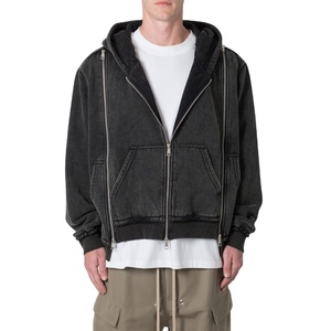 Vente en gros de sweat-shirts personnalisés pour hommes, mode, épais, 100% coton, respirant, lourd, surdimensionné, à fermeture éclair, délavé à l'acide, 2026 - Product Image 1