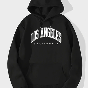 Pull à capuche en molleton de coton, sweat à capuche en tissu doux et respirant de style streetwear avec poche et capuche à cordon de serrage réglable - Product Image 4