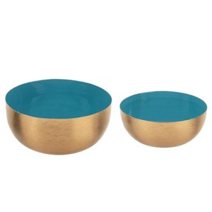 Bol de service à salade en aluminium Design incurvé pour table à manger Bol de service à dessert et à collation en couleur bleue - Product Image 6