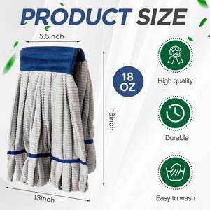 Cabezales de Repuesto para Mopa de Microfibra de Alta Resistencia de 18 oz, Cabezal de Mopa Húmeda Comercial e Industrial, Recargable, Reutilizable, Lavable a Máquina, con Extremo de Bucle - Product Image 5