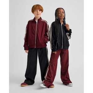 Pantalones de chándal de pierna ancha de Tween negro de cintura alta Casual Flare Cargo con técnica arrugada Pantalones de moda transpirables - Product Image 3