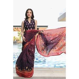 Sari de satén violeta vintage - Product Image 3