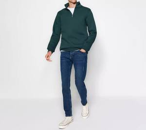 Pull à capuche à manches longues vintage athlétique pour hommes, logo personnalisé, vêtements de rue chauds à demi-fermeture éclair, vente en gros - Product Image 4