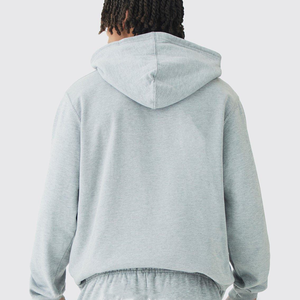 Top qualité 100% coton hommes sweats à capuche uni gris chiné personnalisé brodé Logo solide motif bas quantité minimale de commande à capuche pour l'hiver - Product Image 5