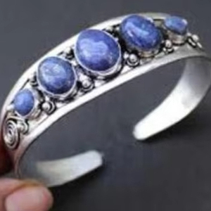 Trendy Women's Fashion <b>Bracelets</b> Assorted <b>Adjustable</b> Lapis Lazuli Natural Crystal Gemstone Bangles Brass Jewelry Women's Bangles - Product Image 1