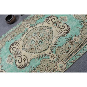 Alfombra clásica de lana verde Beige de 5,2x8,9 pies Vintage turco área grande rectángulo Patchwork diseño abstracto látex para uso en pasillo - Product Image 5