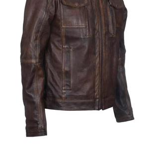 Trendy Custom Cotton <b>Filled</b> 100% Genuine Leather Nylon <b>Mens</b> <b>Jackets</b> Zipper Closure Vintage Style Casual Wear <b>Men</b> Leather <b>Jacket</b> - Product Image 4
