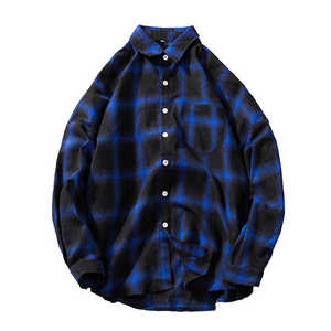Custom Large Size Winter Flannel <b>Shirt</b> Men High Quality Casual Solid Breathable Anti-Pilling Full Sleeve Knitted Horn <b>Button</b> - Product Image 2