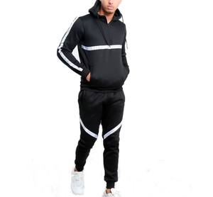 Nouveau design survêtement à capuche personnalisé 100% polyester vêtements de jogging survêtement survêtements à rayures noires pour hommes - Product Image 3
