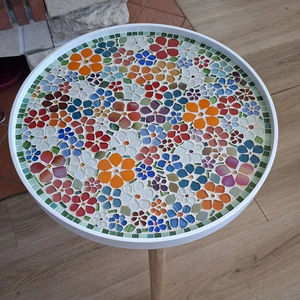 Dazzling <b>Mosaic</b> Side <b>Table</b>: Iridescent Art - Blue Coffee <b>Table</b> - Side <b>Table</b> - Livingroom Decor - Gift - Product Image 1