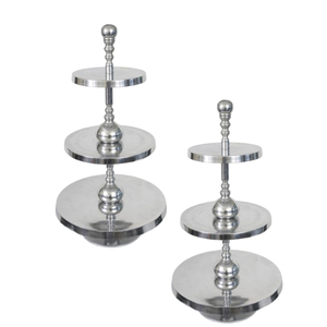 Modern <b>Cake</b> Exhibition Metallic <b>Cake</b> Platter OEM Customized Decorative Three Layered <b>Cake</b> Stand at Reasonable Price - Product Image 4