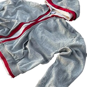 Streetwear personnalisé double 3 fermeture à glissière lavage à l'acide vintage Baggy Boxy Fit en détresse strass triple couche fermeture éclair à capuche - Product Image 6