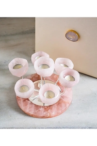 High on Demand Silver Natural <b>Stone</b> & Brass Tulip Tea Light Holder - Product Image 2