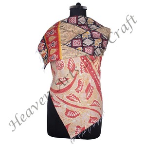 SC1002 Vintage Kantha travail coton fait à la main écharpe Design à la mode filles partout cousu à la main Style uni longue longueur - Product Image 2