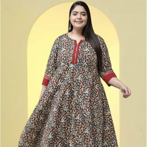 Anarkali kurti ผ้านุ่มใส่สบายสไตล์อินเดียดั้งเดิมพิมพ์ลายดอกไม้ - Product Image 1