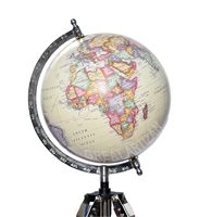 Globe terrestre nautique en bois poli brun CALVIN HANDICRAFTS avec support en bois, fait main, 8 pouces, vintage, éducatif pour enfants