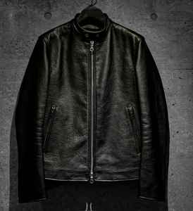 High Quality Customizable Cow Skin Leather Jacket Logo Vintage Style <b>Denim</b> <b>Fabric</b> Plain Dyed Zipper Winter OEM Service Available - Product Image 3