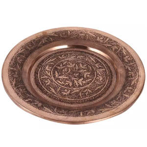Plat de service en cuivre gravé à la main |   Thali de décoration pour mariage et maison, style classique, design moderne et luxueux, MOQ 100 pièces - Product Image 1