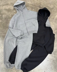 Ensemble de survêtement de jogging pour homme, qualité supérieure, avec sweat à capuche zippé et pantalon évasé, personnalisable, uni - Product Image 4