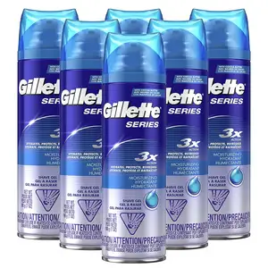 Gillette serisi 3X nemlendirici tıraş jeli, 6 sayım, her biri 7oz, tahrişe karşı korumak için yağlama, mavi-beyaz, 7oz