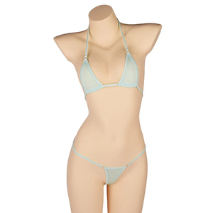 Bikini con cuello Halter ajustable para mujer, conjunto de dos piezas, sujetador triangular Sexy, parte inferior de pierna alta, traje de baño de verano - Product Image 2