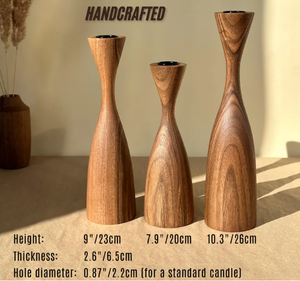 Juego al por mayor de 3 candelabros cónicos de madera hechos a mano para exhibición de mesa funeraria o decoración del hogar de Vietnam - Product Image 6