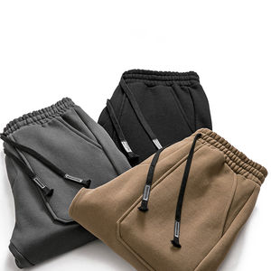 Pantalon de jogging décontracté pour homme en molleton bouclette ample, coupe droite, anti-plis, grande taille, respirant, imperméable, uni - Product Image 1