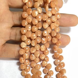 Perles Briolette en forme de coeur à facettes en amazonite orange perles de pierres précieuses naturelles en gros pour l'utilisation de bijoux - Product Image 3