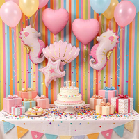 Ensemble de ballons en aluminium sous-marins : Hippocampe, Coquille de tortue, Étoile de mer, Ballons en forme de cœur, Décorations pour fête d'anniversaire sirène et baby shower