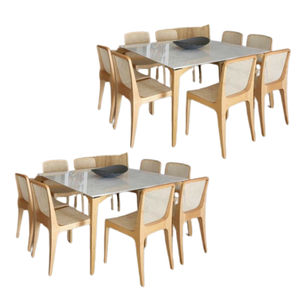 Juego de muebles de restaurante de material natural, mesa de comedor con muchas sillas fabricadas en Indonesia - Product Image 3