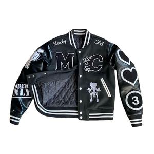 Vestes universitaires personnalisées avec broderie de style letterman Vestes universitaires en cuir pur manches hiver décontractées en laine chaude - Product Image 3