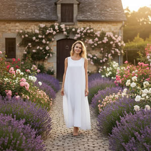 Robe longue en lin sans manches coupe ample personnalisée - Product Image 3