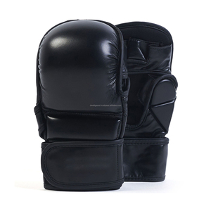 <b>Open</b> Finger Sanda MMA Sparring Gloves PU Leather Flexible Grip Grappling Training Hook & Loop Closure Private Label Supply - Product Image 1