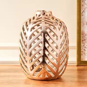 Juego de jarrones de cobre pulido modernos para decoración de habitación elegante jarrones de metal hechos a mano con estilo para estante de oficina o mesa de centro - Product Image 3