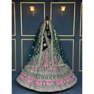 Royal Rajwadi moderne Simple robe de bal robe de mariée haute mariée Lehenga matériaux floraux demoiselle d'honneur mère mariée parole longueur - Product Image 6